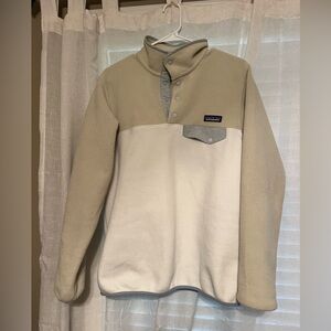 Patagonia Synchilla Snap T Pullover Fleece Womens M Cream Ivory Logo Gorpcore